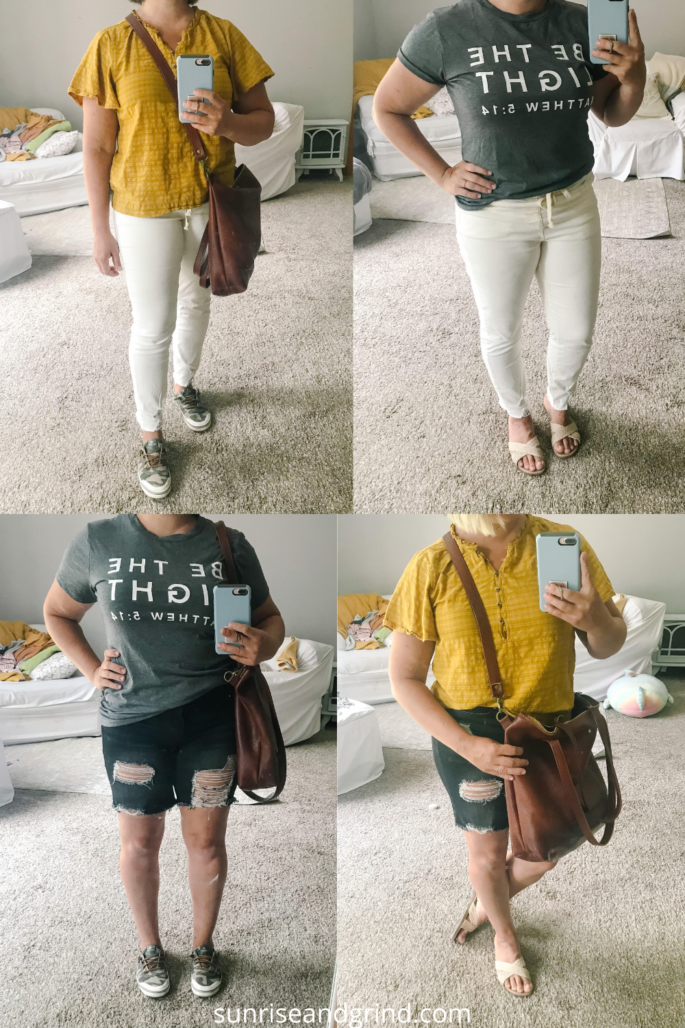 four outfits in capsule wardrobe