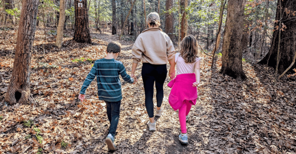 Wild schooling with my kids on a hike during my radical healing journey